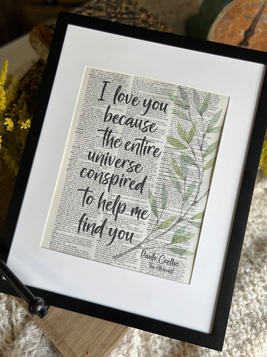 I Love You Because Vintage Dictionary Print