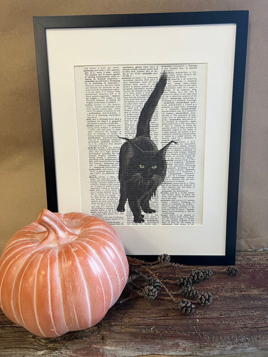 Halloween Cat Vintage Dictionary Print