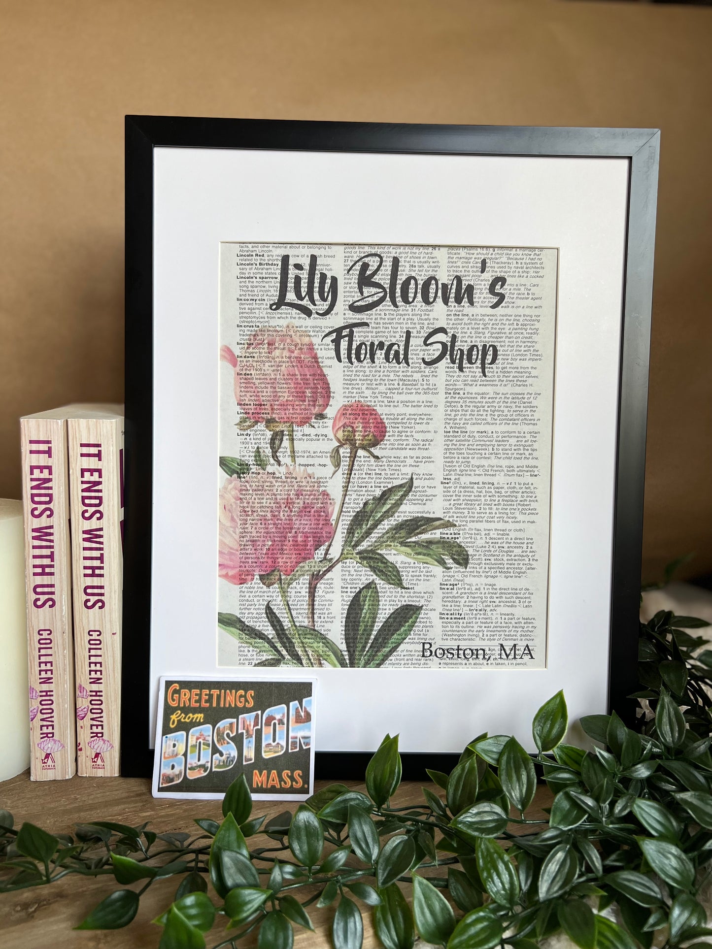 Lily Blooms Floral Shop Vintage Dictionary Print