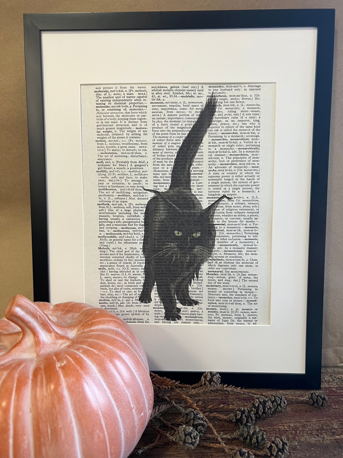 Halloween Cat Vintage Dictionary Print